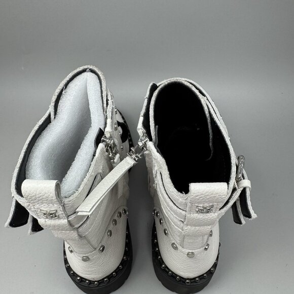 Sam Edelman Jennifer studded combat boots white leather size 8.5 New No Box - Picture 8 of 10